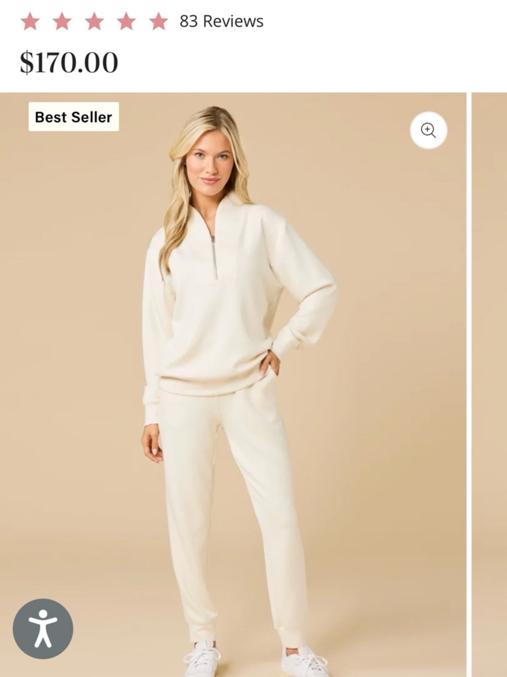 NWT Softies DreamTech 1/4 Zip Jogger Set in Almond Size Large (MSRP $170)